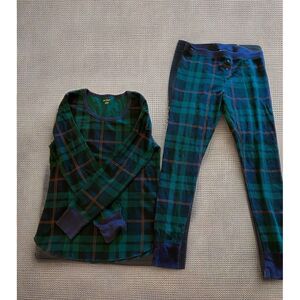 Old Navy Youth 2 Pc Pajama Set Plaid Sz L Top, M Bottom Thermal‎ Pull Ons, EUC